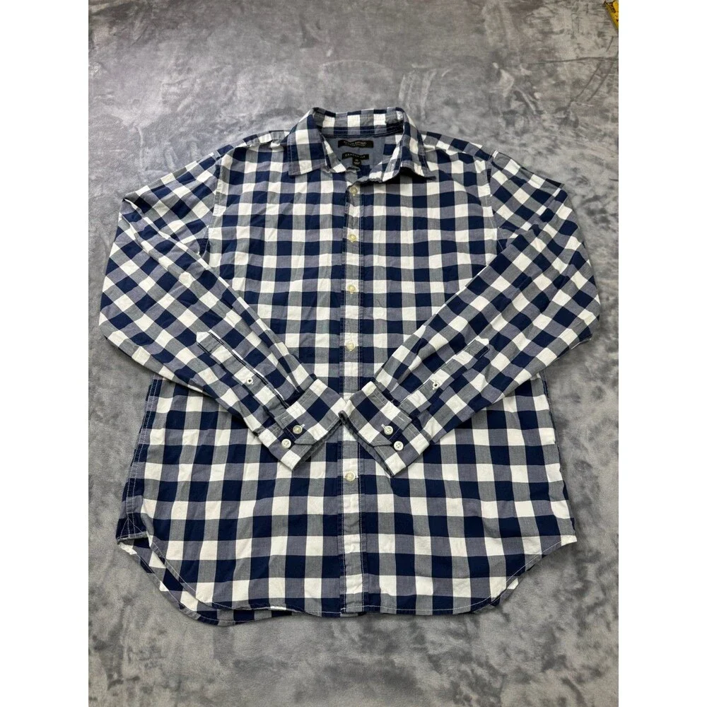 Banana Republic Custom 078 Wash Shirt Mens M Camden Fit Blue Check